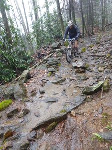 Dustin coming down Daniels in the rain...