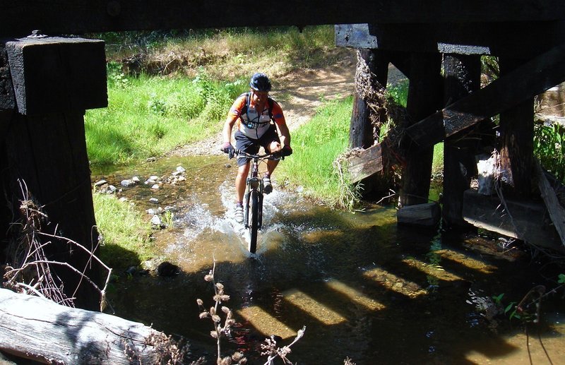 Wet crossing below the bridge