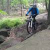 Negotiating the boulders along MYX Monster trail