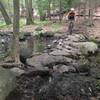 Negotiating a rock stacked stream crossing