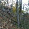 The bluffs between the South Plateau Loop (above the bluff) and the Mountain Mist Trail (visible on the bottom right).