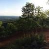 A panoramic shot of the famous Bomb Dog switchberm.  Cheaha Mountain (the highest point in the state of Alabama) is in the background.