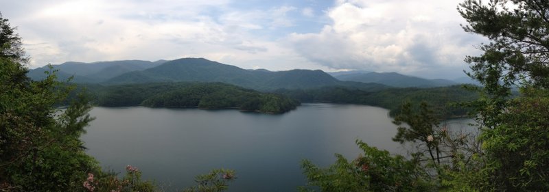 Fontana Lake, from the Tsali Left Loop.  The Great Smoky Mountains National Park is across the lake.