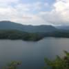 Fontana Lake, from the Tsali Left Loop.  The Great Smoky Mountains National Park is across the lake.