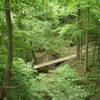 Looking down at a long bridge on Schoen.