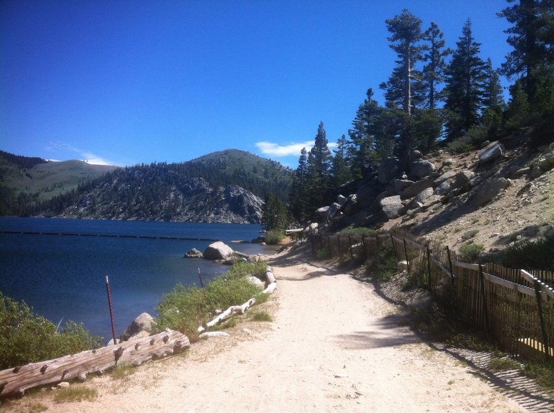 View back at Lake Marlette water crossing before entry to the Flume Trail