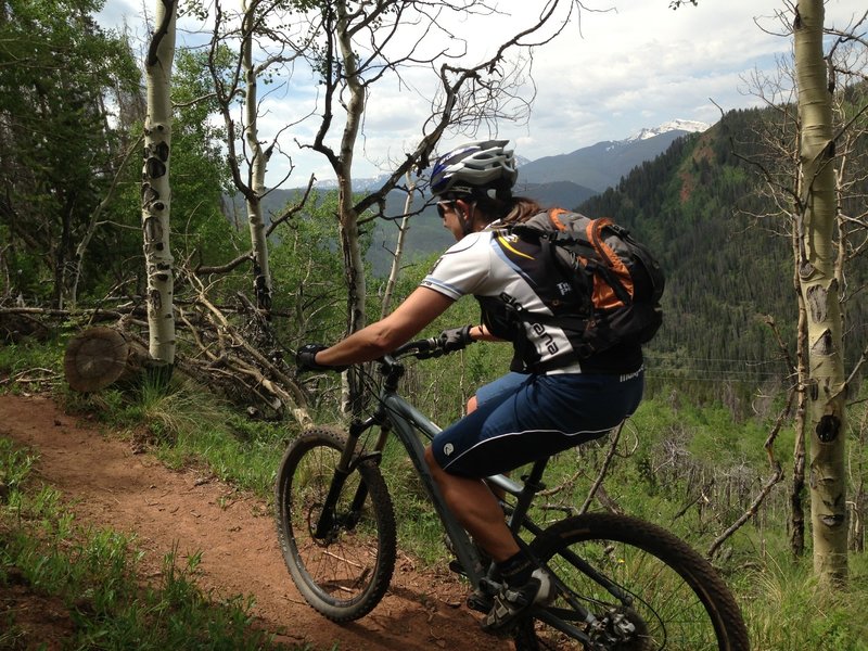 The scenery keeps riders motivated on the climb up Son of Middle Creek.