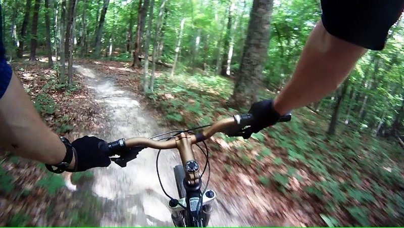 Enjoying the flowing singletrack of the Copperhead trail.