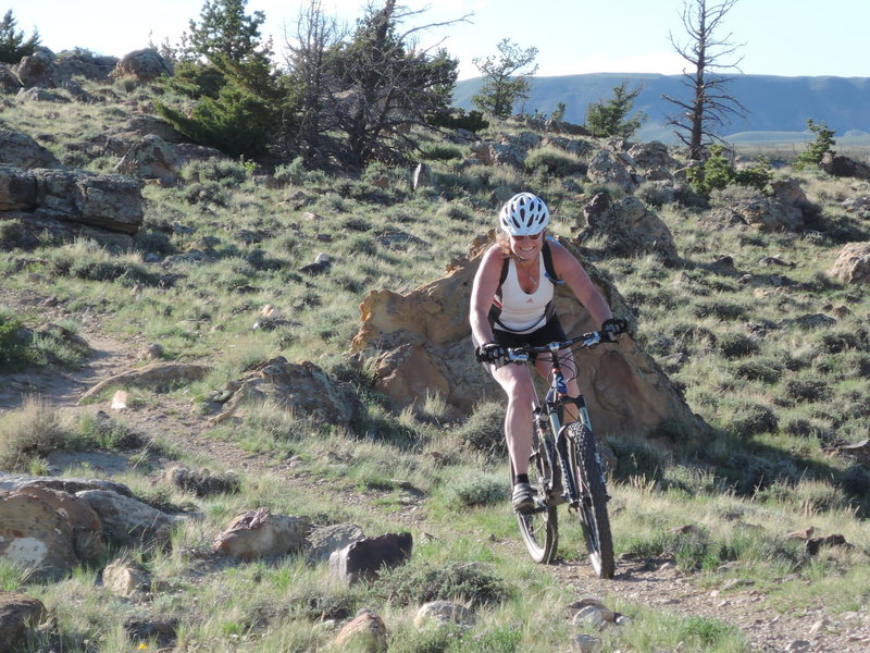 Rene is all grins after the long downhill run home.