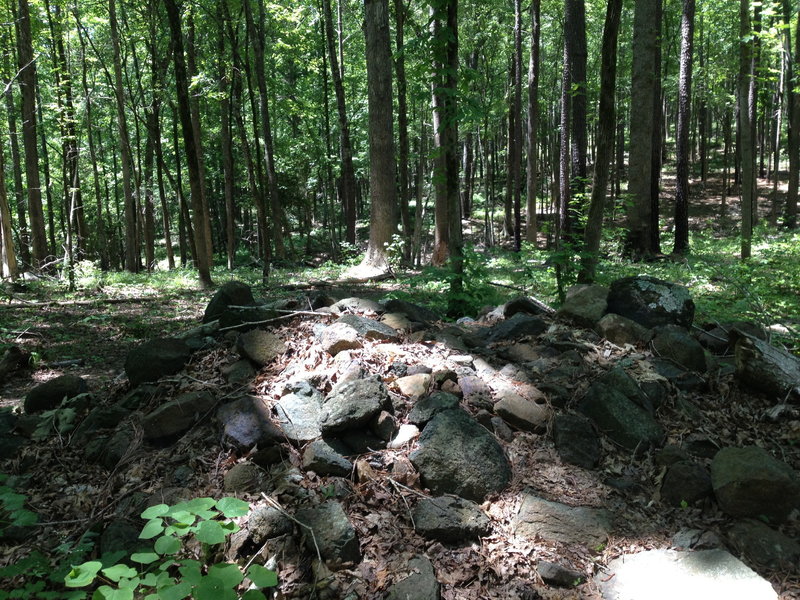 One of several rock piles