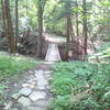 Bridge crossing (500lb Limit!) and rock wall.