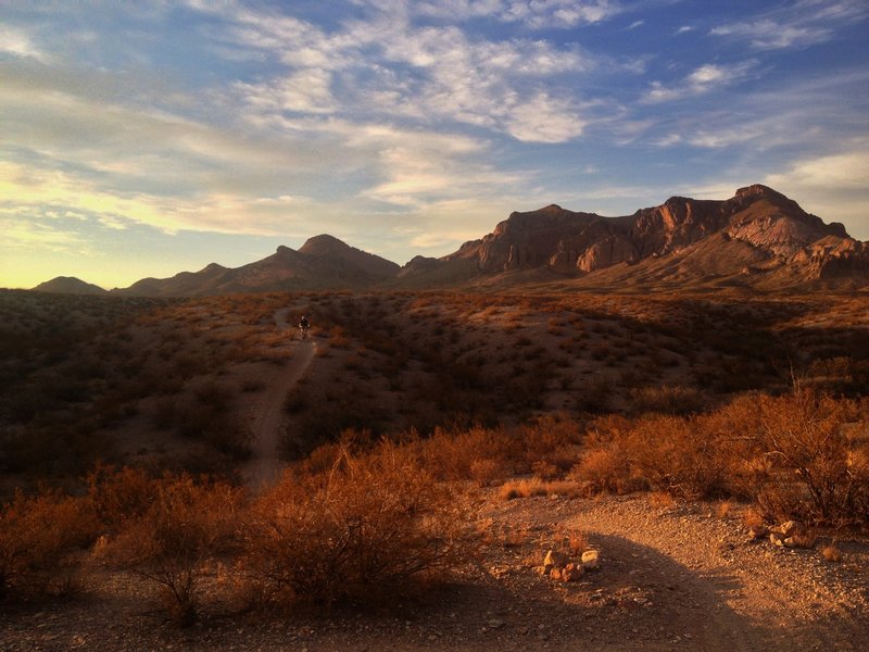 The downhill on the Dona Anna at sunset