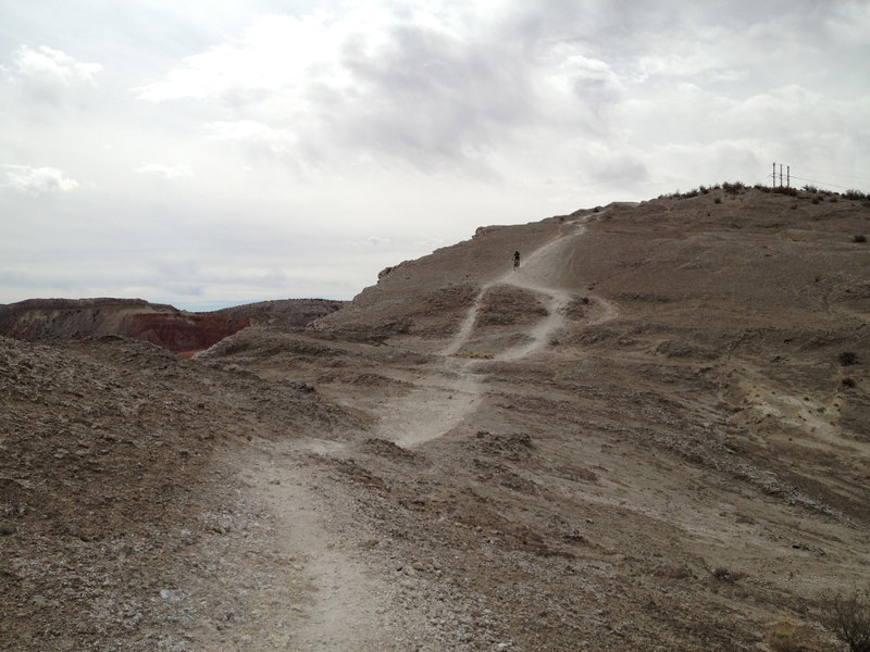 The fun descent after the hike-a-bike and road climb.