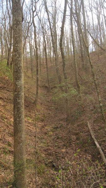 Impressive gully about half way to top of Middle Mtn.