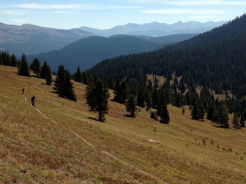 The surprisingly easy connection from Two Elk trail to the ski area is really nice.