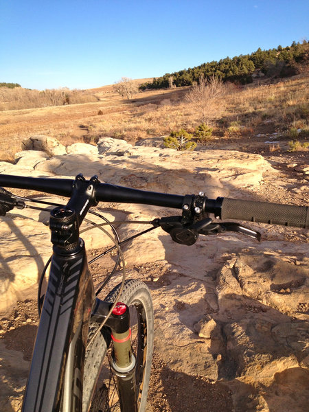 A short but entertaining rock playground near Marshall Mesa trailhead.