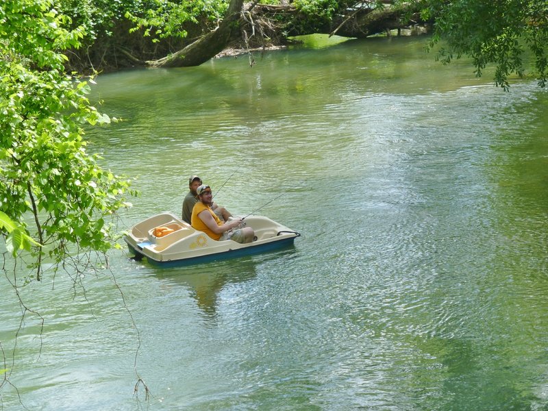 Pedal boat fishing along the trail.