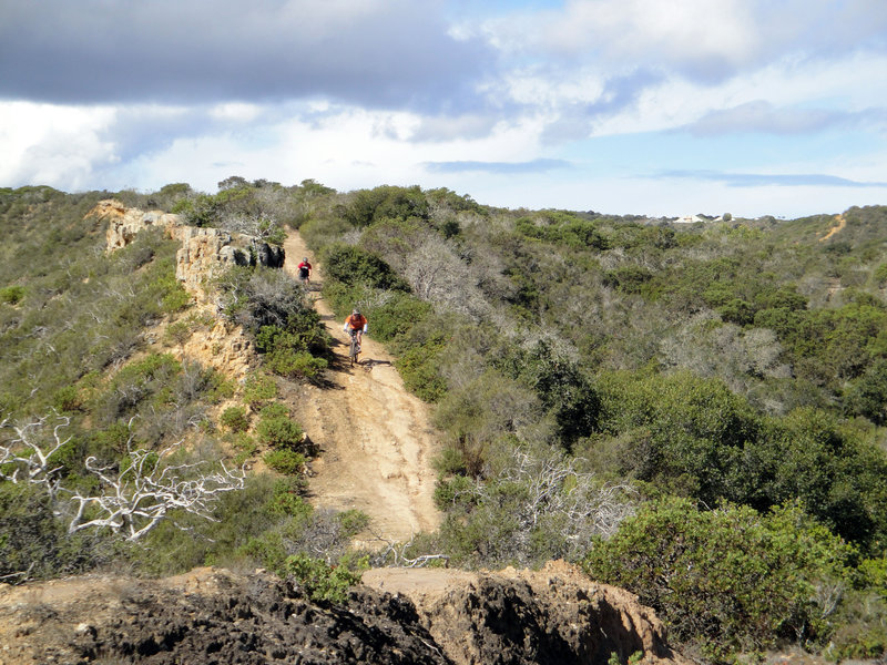 Down the rutted ridge.