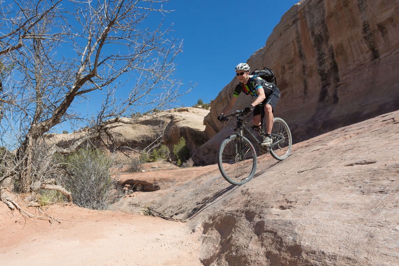 One of the few features on Horsethief Bench.  It looks intimidating from the top, but it's an easy roll.