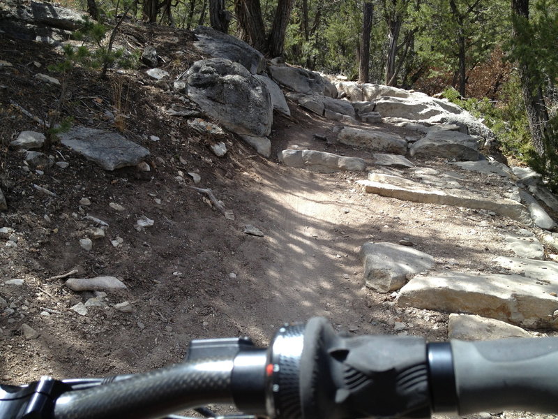 Big rock steps on the climb from Otero Canyon back up to the West Ridge.