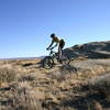 The poster child for oldguyfreeride.com. Cody's Slickrock trail has hucks for the young, the old, and the very old as JG demonstrates.