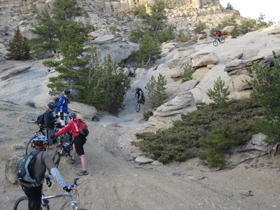 Peer pressure is always a good way to get Slickrock newbies to ride things outside their steepness comfort zone as we all await the carnage.