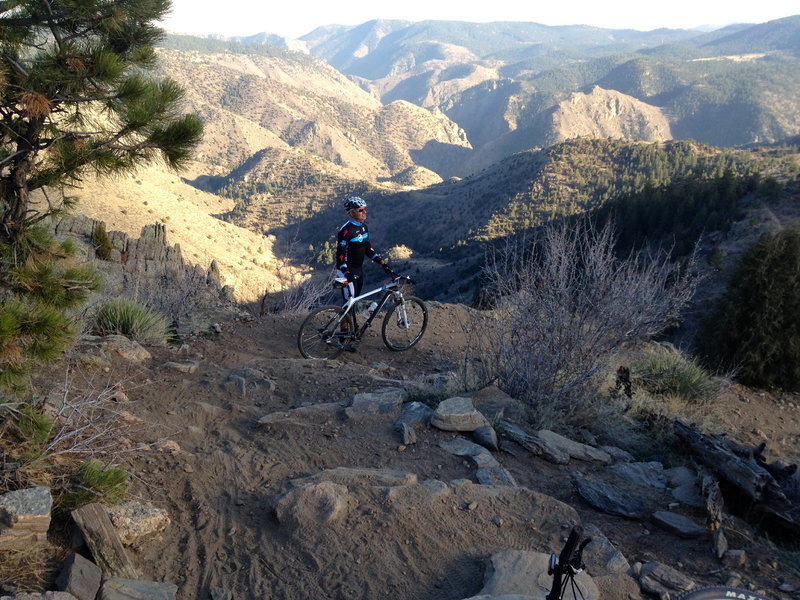 A short technical section that beginners may want to walk down.  Clear Creek Canyon in the background.