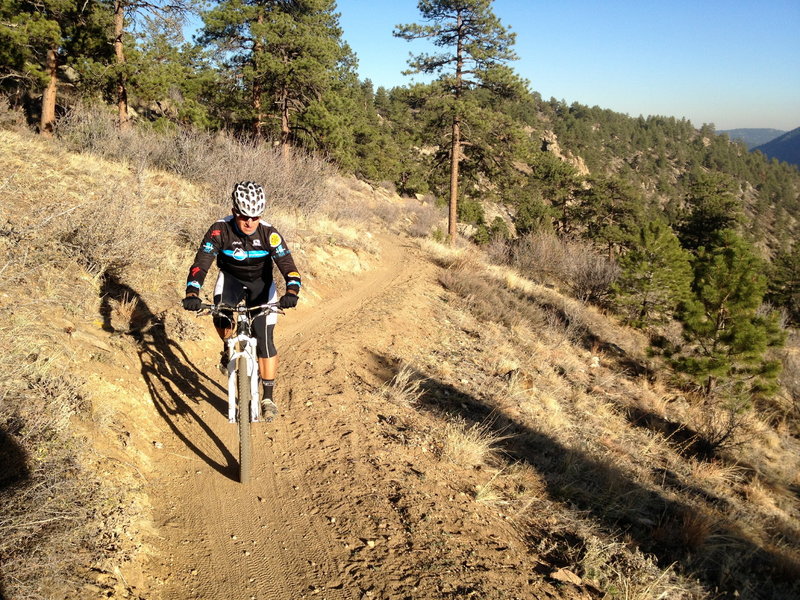 Fast descending down the best part of the Travois Trail