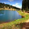 Nice flowy sections of trail are common around one of the many fingers of the reservoir.