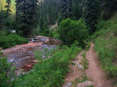 The grade on the trail isn't too steep. It is fast to ride this trail both ways.