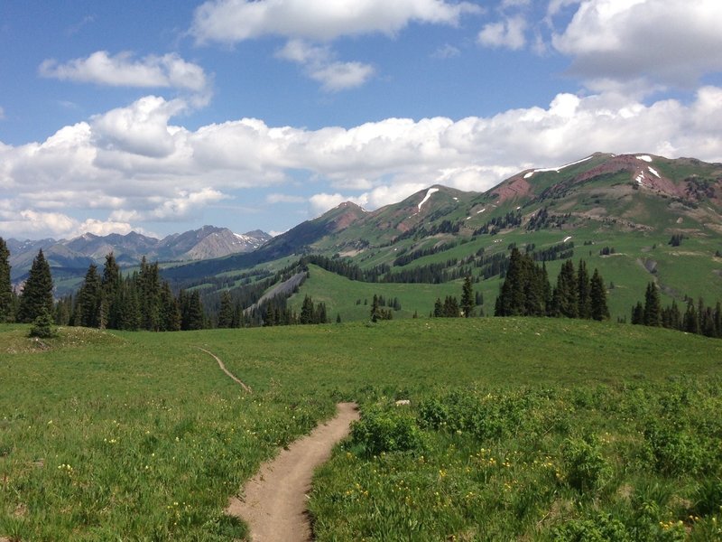 Towards the top of 401 climb looking back at the Maroon Bells