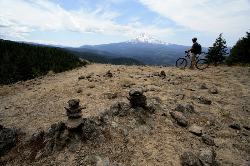 A pause along the Surveyors Ridge Trail to soak in the view of Mt. Hood.