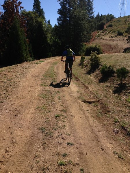 Ben shredding up a forest service dirt road to get on top of the ridge.