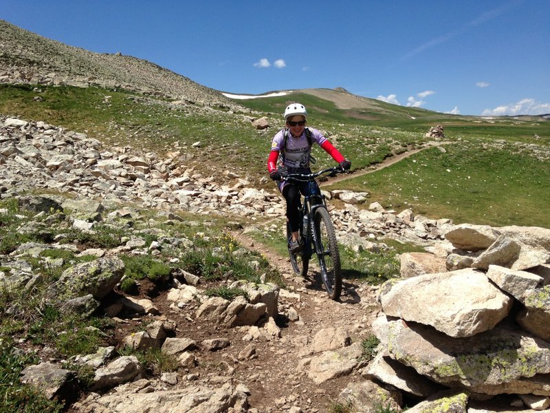 Getting into the rocky stuff up top near Searle Pass.