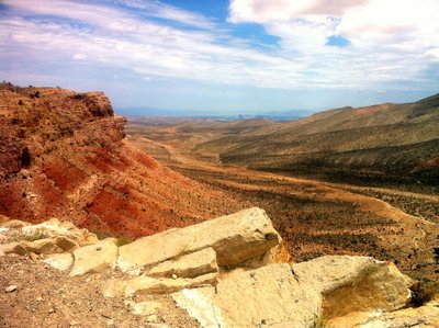 Awesome view over Wilsons Tank Overlook with Las Vegas in the background