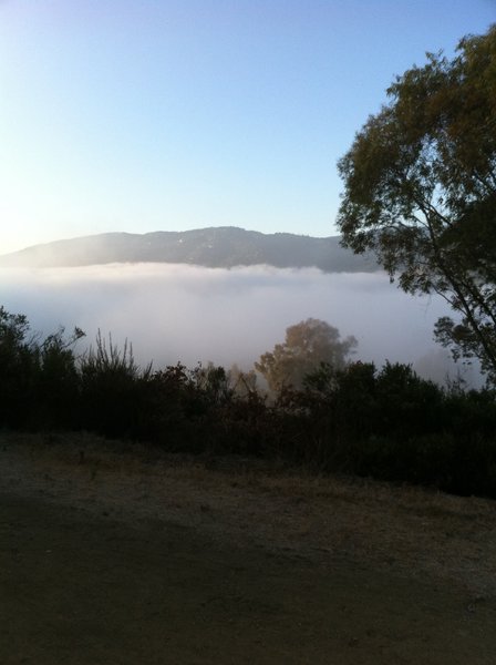 Clouds over the valley, like icing on a cake.