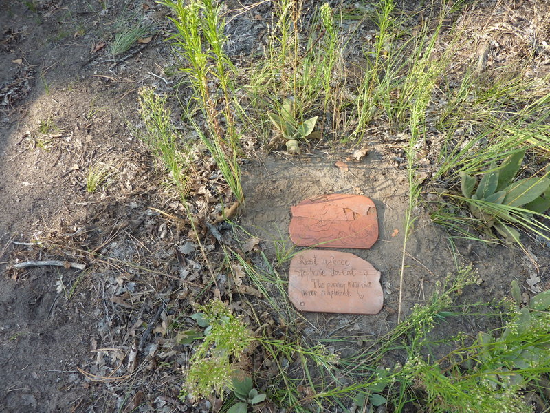 Stephanie's marker.  Found when building the trail, hence the trail's name!