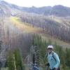 This bike is oriented for the photo Up the Trail-The ride is down the tral.