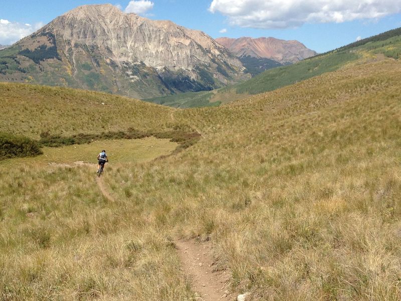 Riding towards Gothic Mountain on the Deer Creek Trail