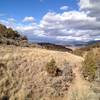 Mayer Gulch trail at intersection with paved trail.  Looking north towards the town of Eagle.