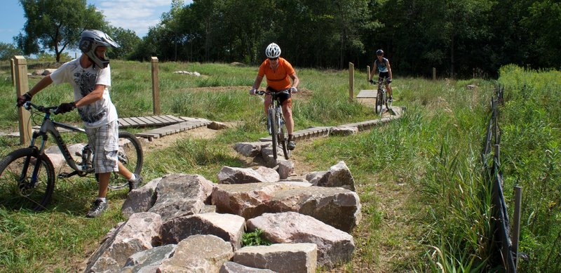 Rider warming up in the skills park.