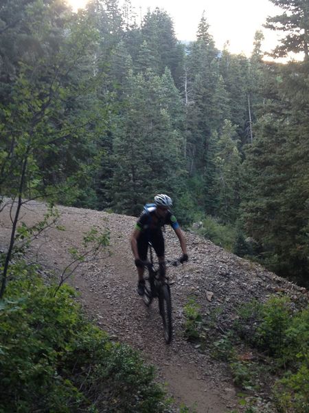 Switchbacking around an old mine hole