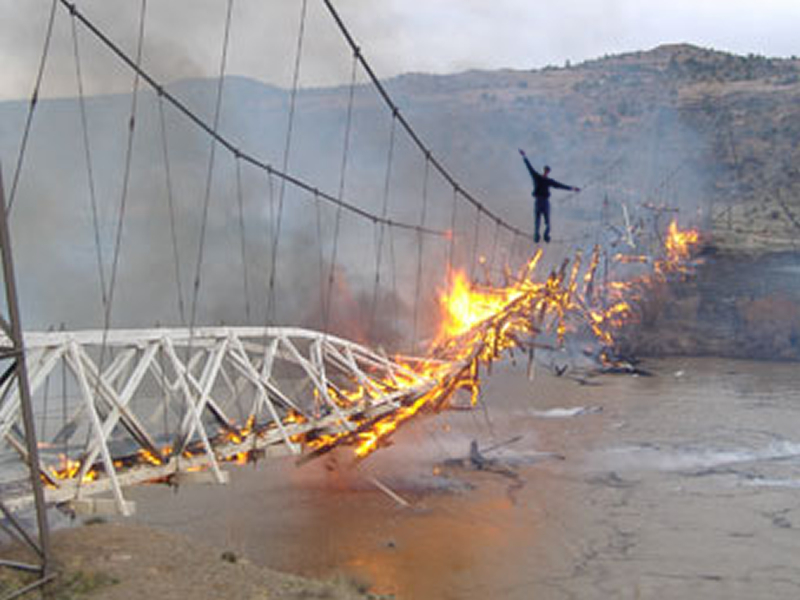 Until it burned in 2008, we used to ride across Dewey Bridge.