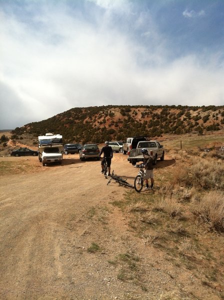 Parking area. No signs, so be looking for it on your right as you drive up Baldwin Creek Rd.