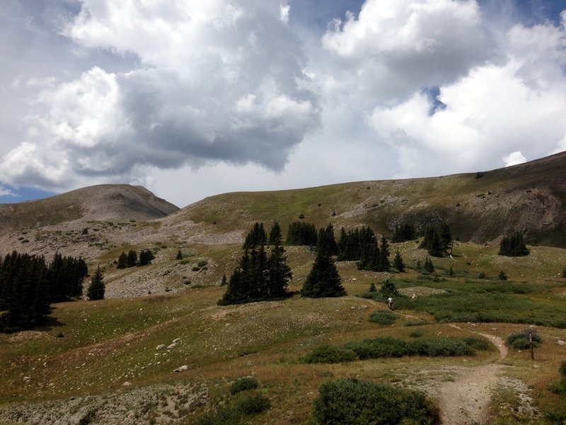 The beginning of the Canyon Creek Trail, all that vertical to go up is a hike-a-bike