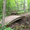 Arched bridge over wet area on Ring Loop at Michigan Tech's Tolkien Trails.