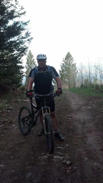 Me on the trail with Santa Fe in the distance.