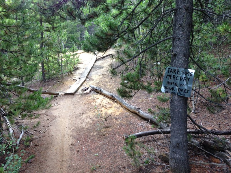 Take some mercury home on your tires. Ride the board walk to avoid contaminated mine tailings.