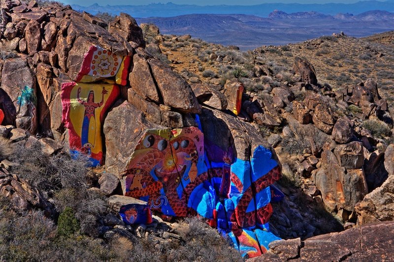 Another view of murals from a distance