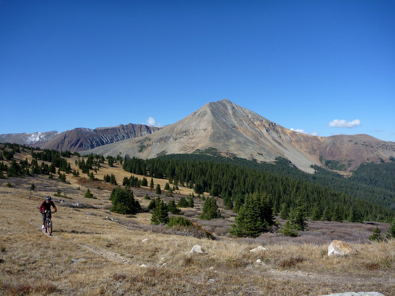 Ryan Raymond on the Colorado Trail with Mt Guyot in the background